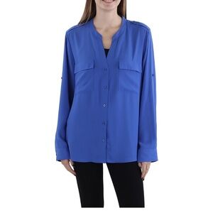 Calvin Klein Women's Royal Blue Button-Down Shirt